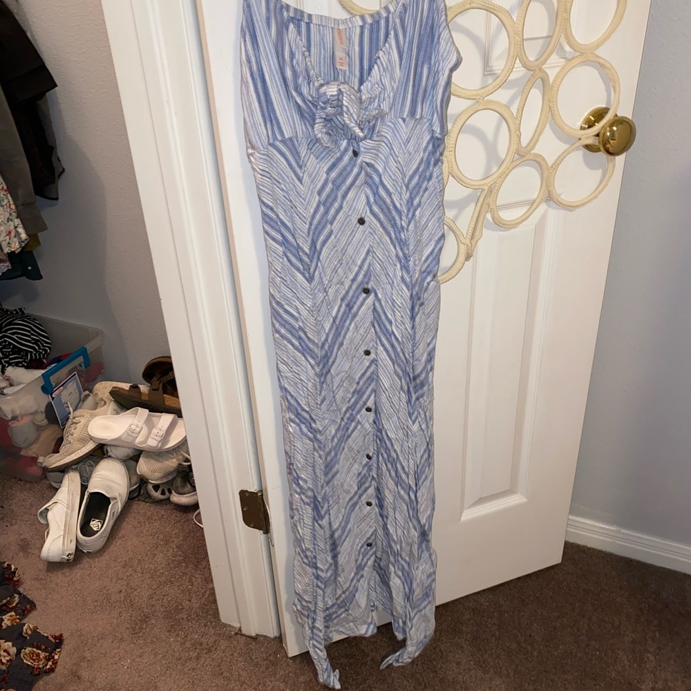 Blue/white floor length dress